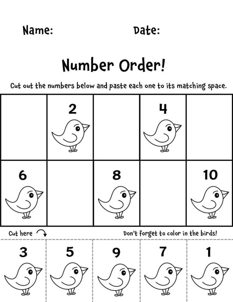 1 10 worksheets preschool