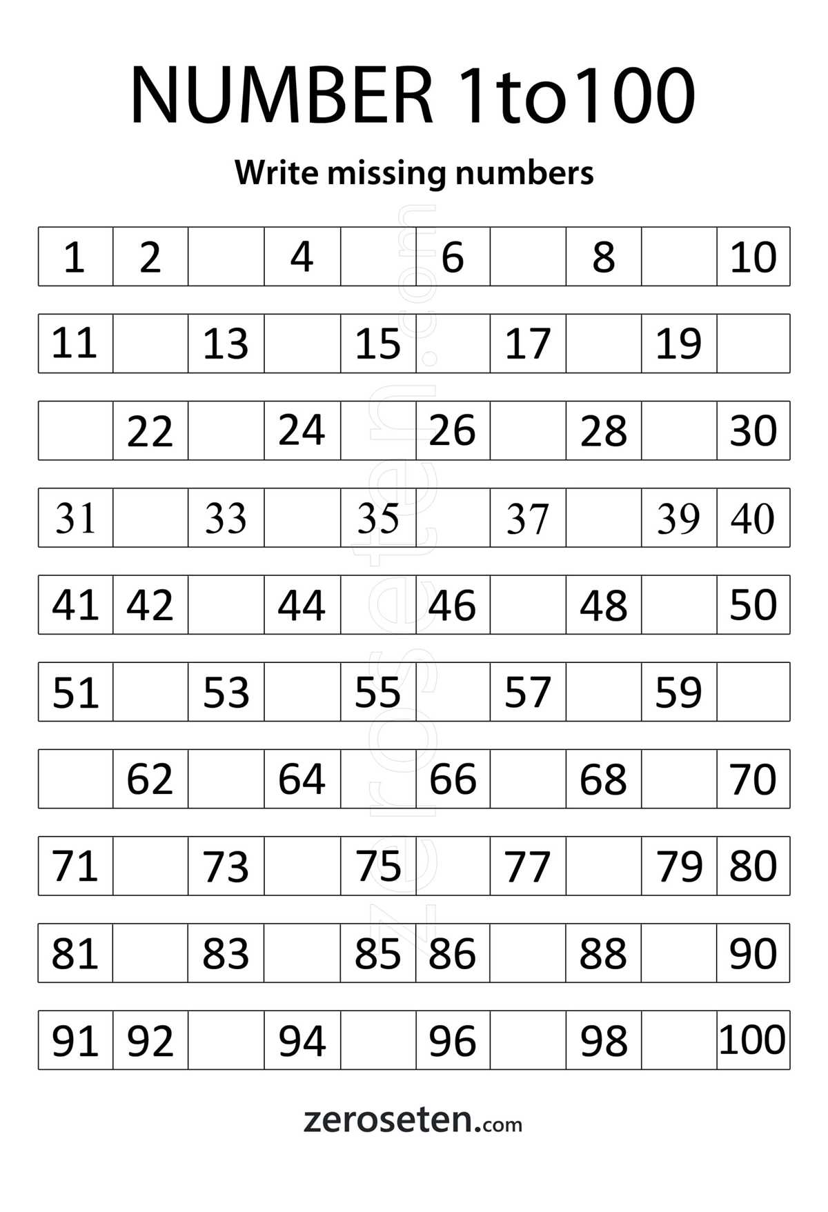 1 100 tracing numbers worksheet