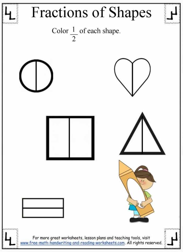 1 2 and 1 4 of shapes worksheet