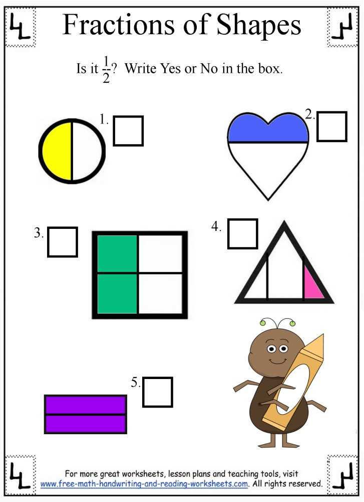 1 2 fractions worksheets