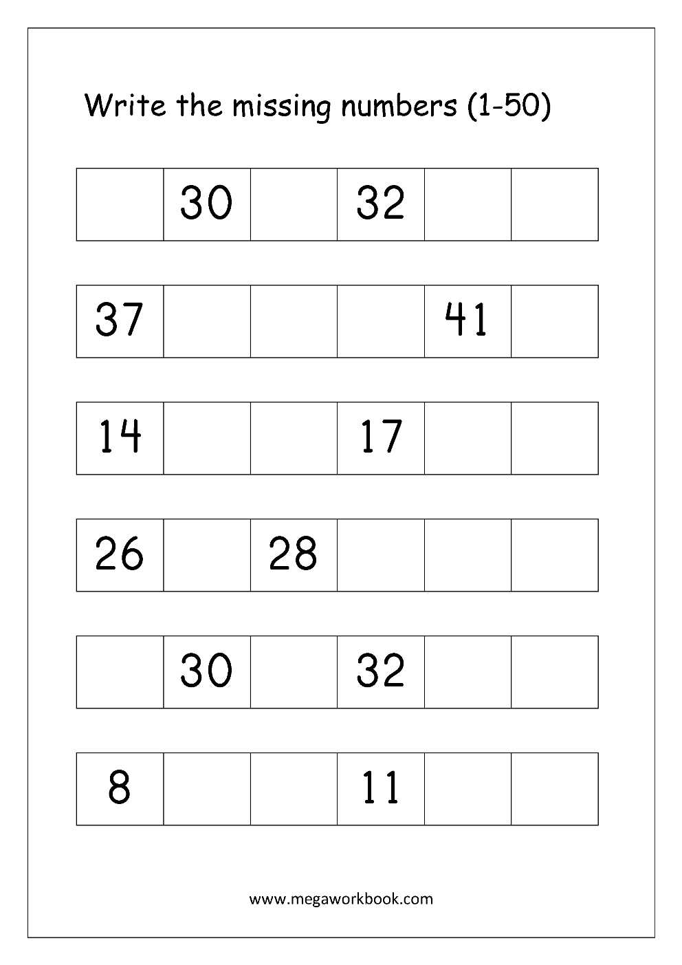 1 50 counting worksheet