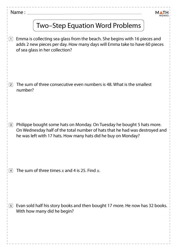1 and 2 step equations worksheet
