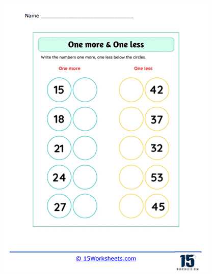 1 more 1 less worksheet