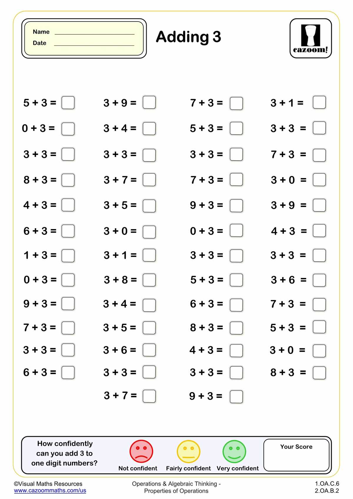 1 to 3 worksheet