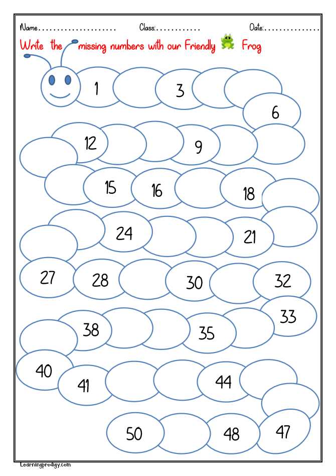 1 to 50 missing number worksheet