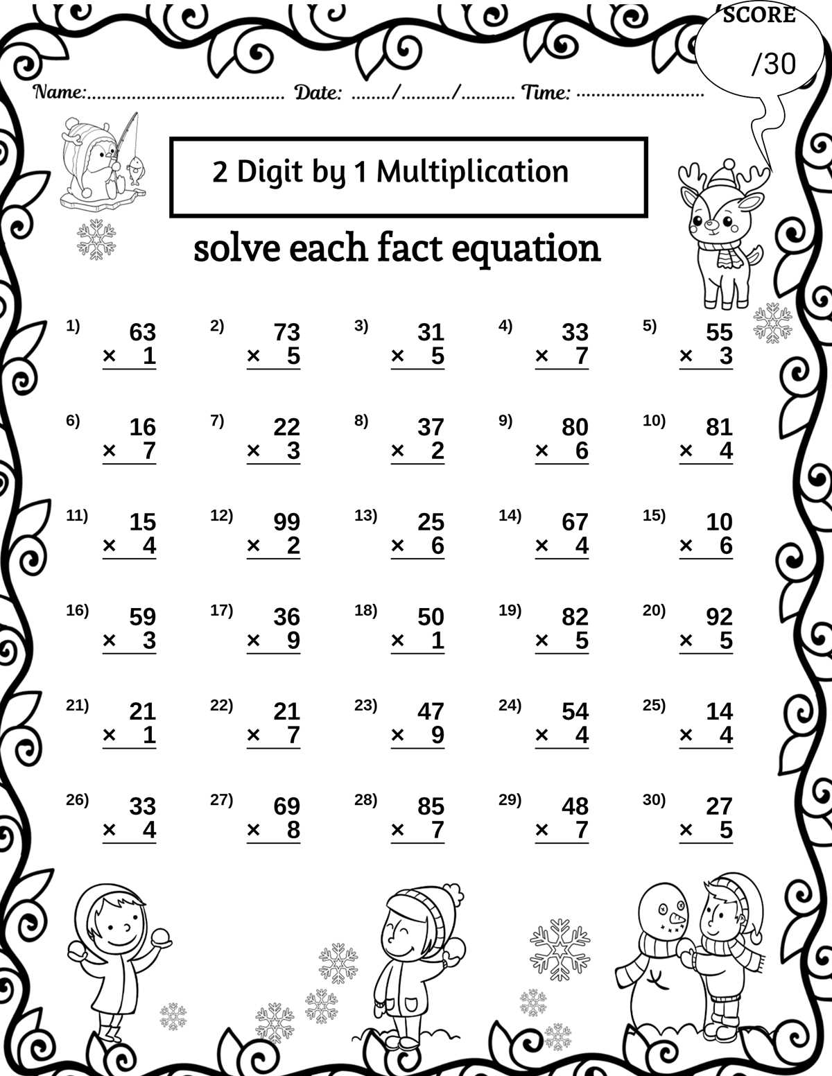 1 digit by 2 digit division worksheets