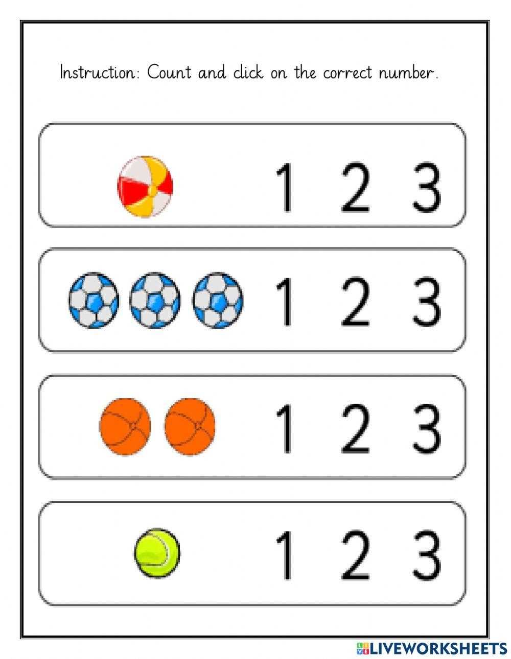 1 to 3 worksheet