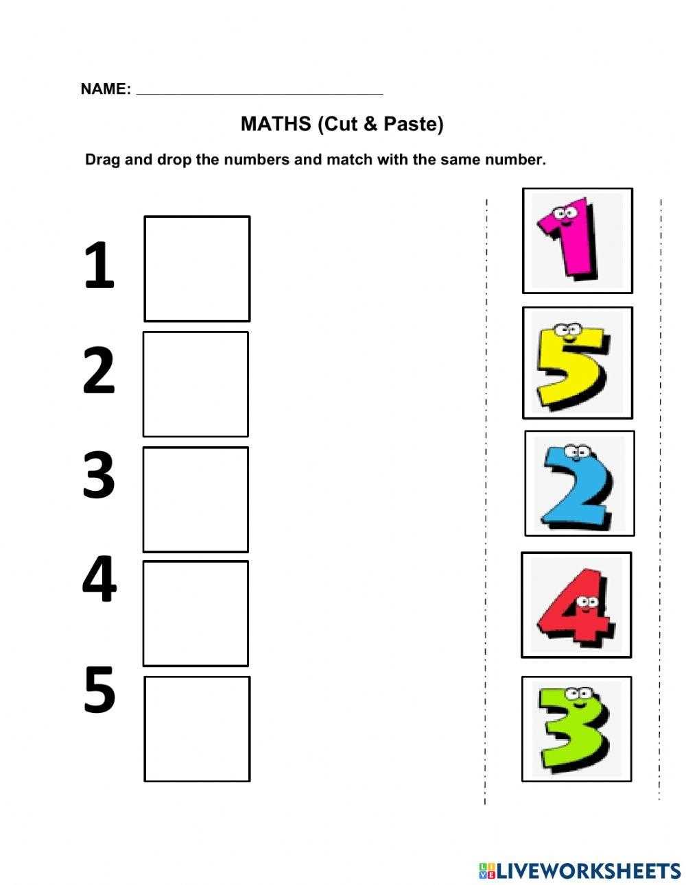 1 to 5 matching worksheet 1 to 5 matching worksheet