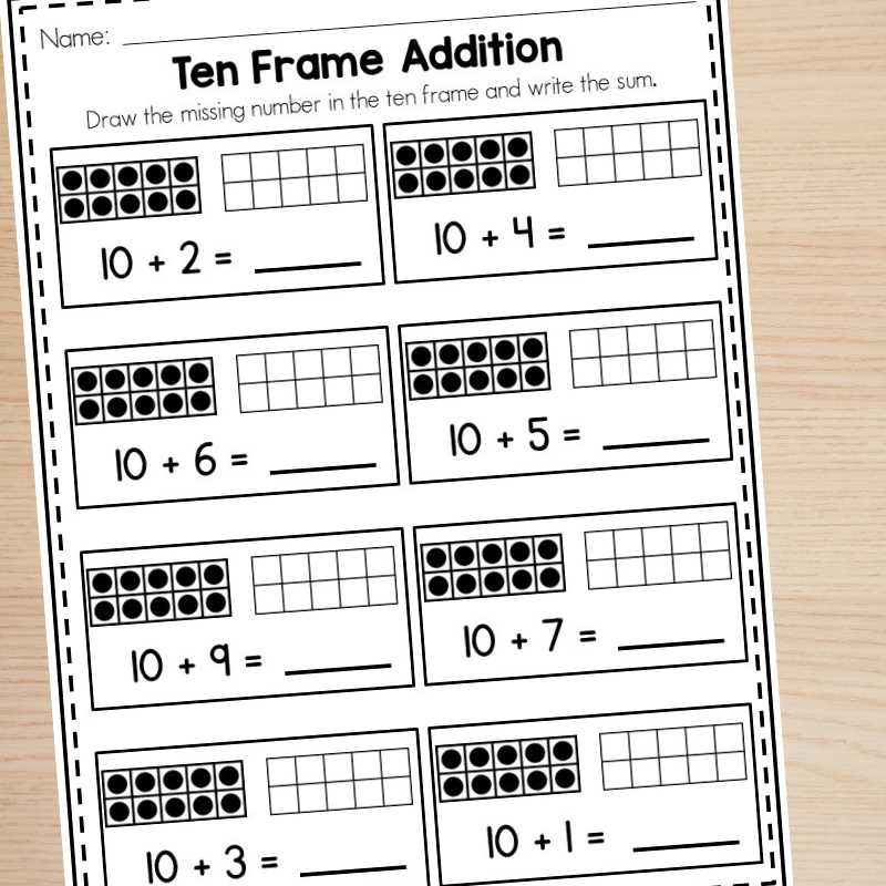 10 frame addition worksheet