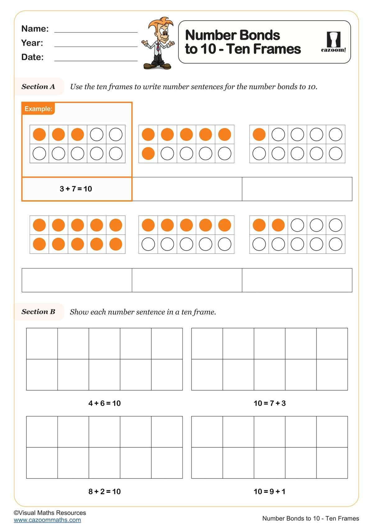 10 frames worksheet