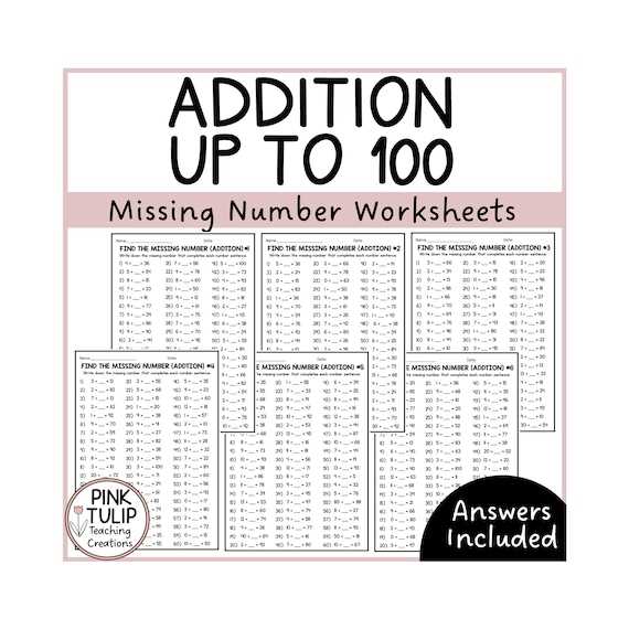 100 addition problems worksheet