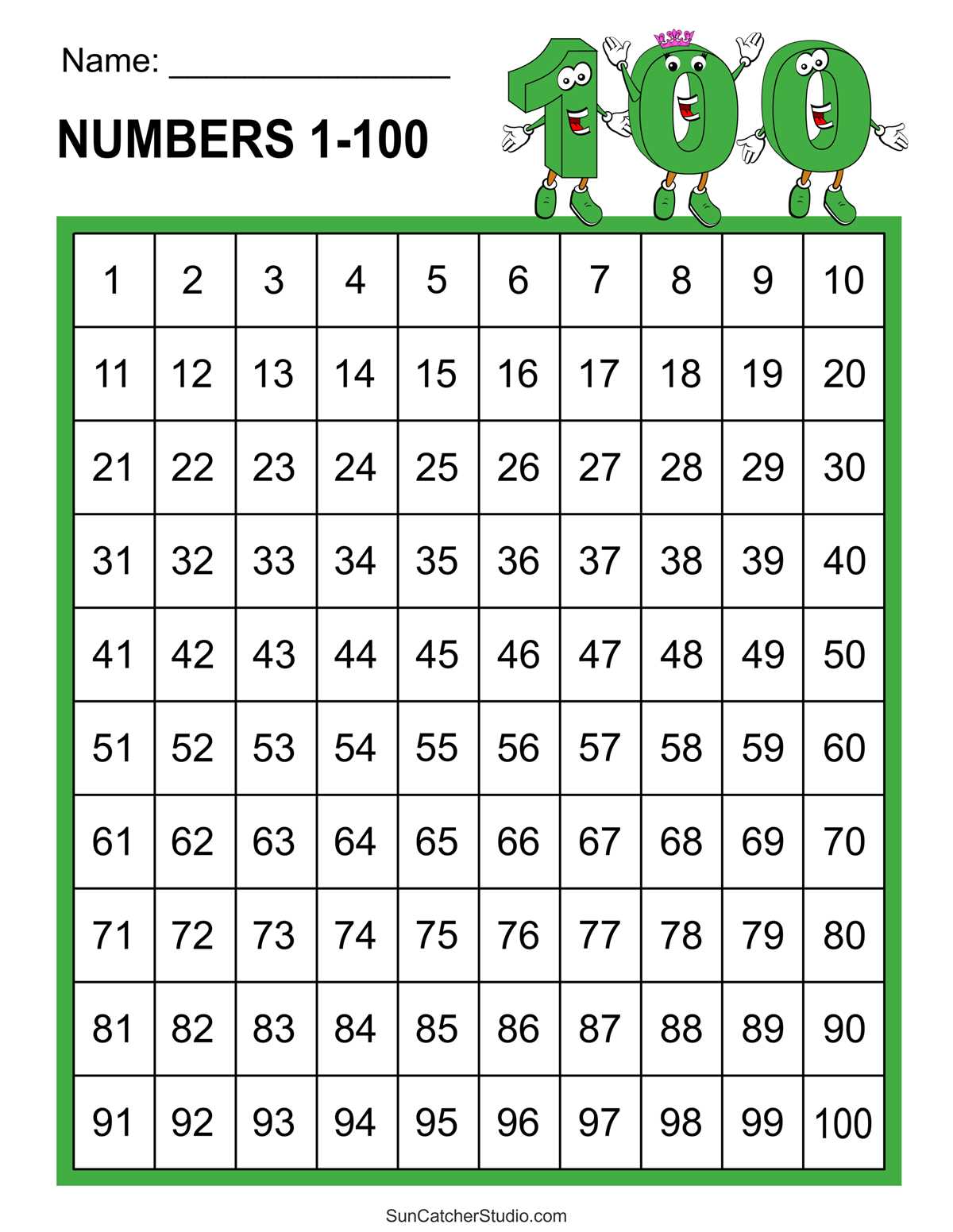 100 chart worksheets