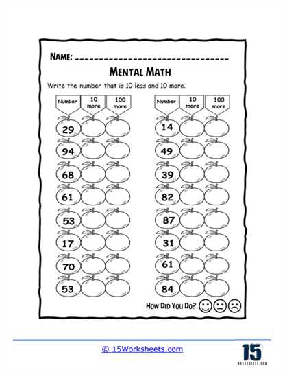 100 more or less worksheet