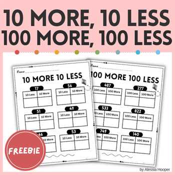 100 more or less worksheets