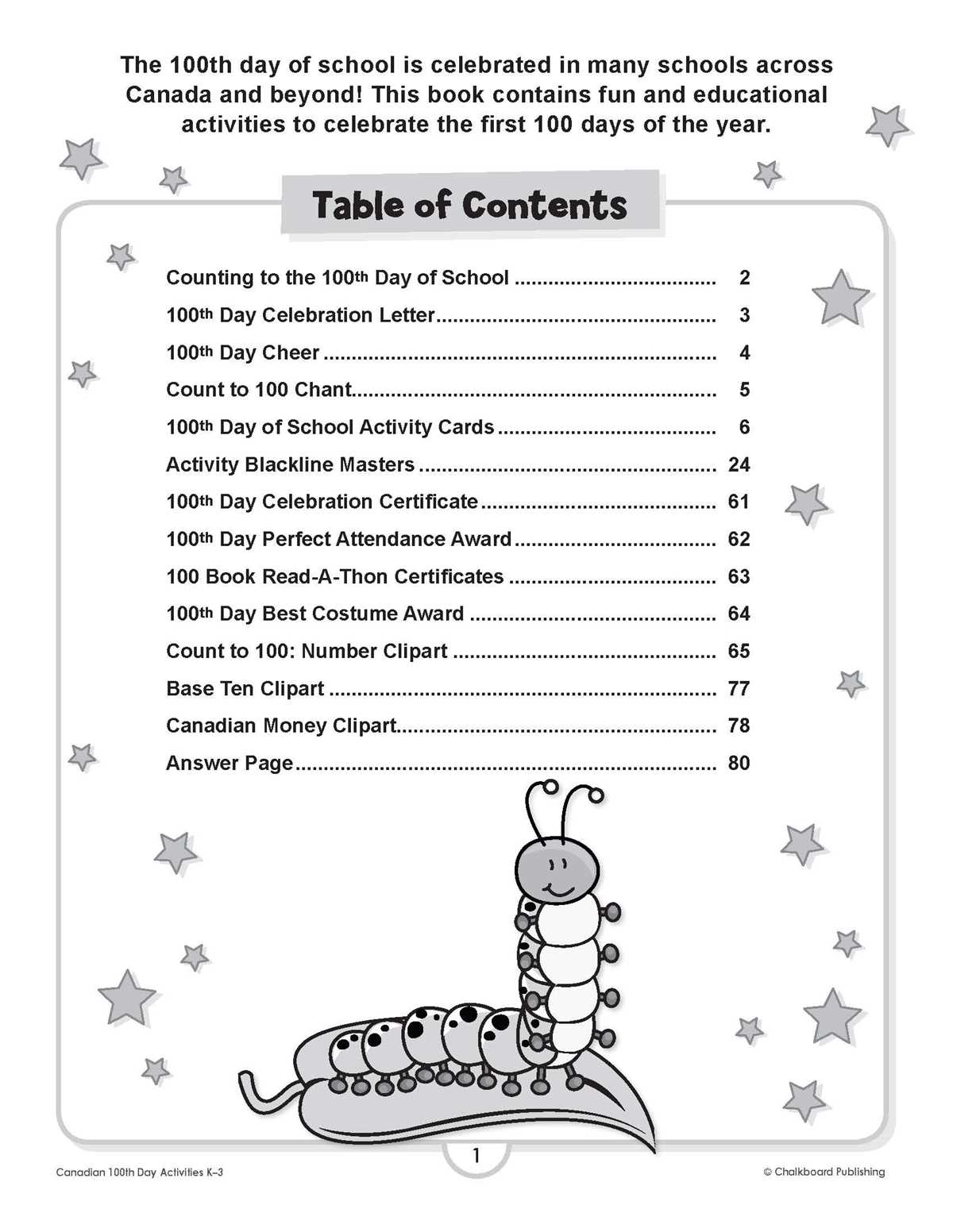 100th day actions worksheet