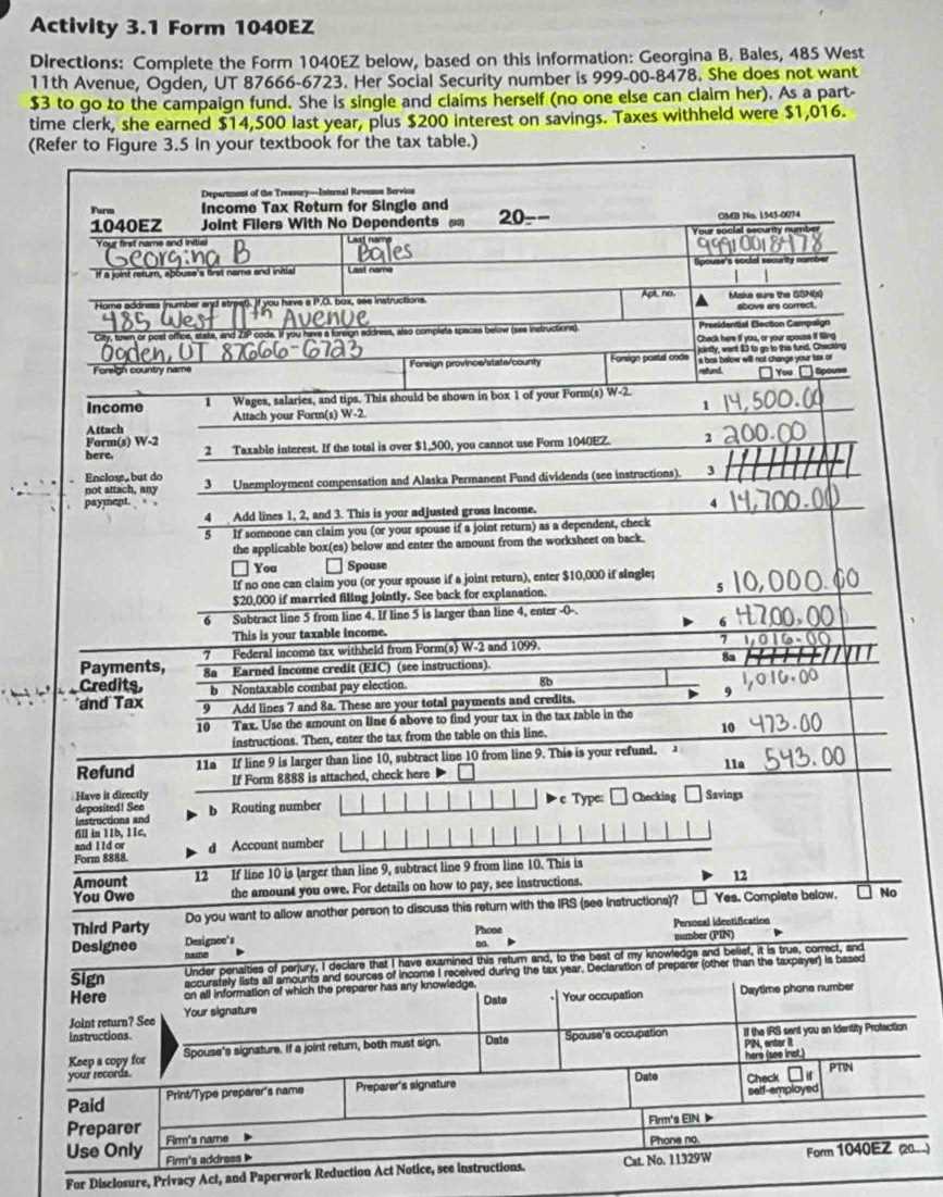 1040ez worksheet 2026