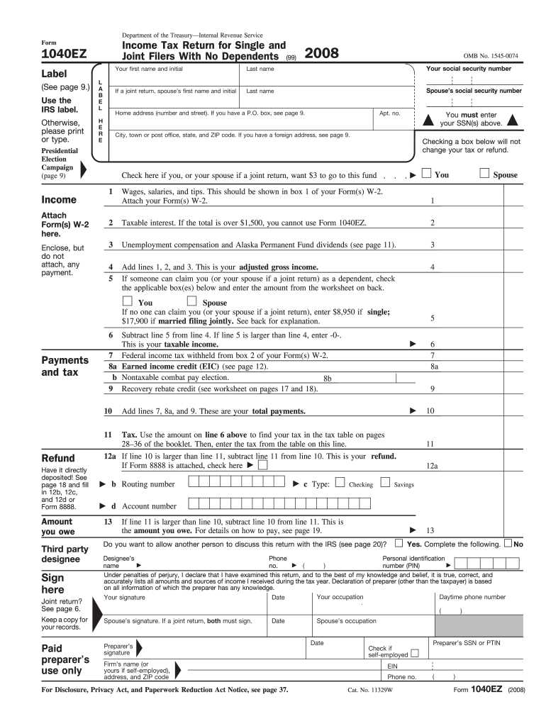 1040ez worksheet 2026