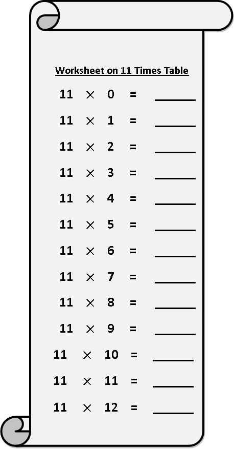 11 multiplication worksheets