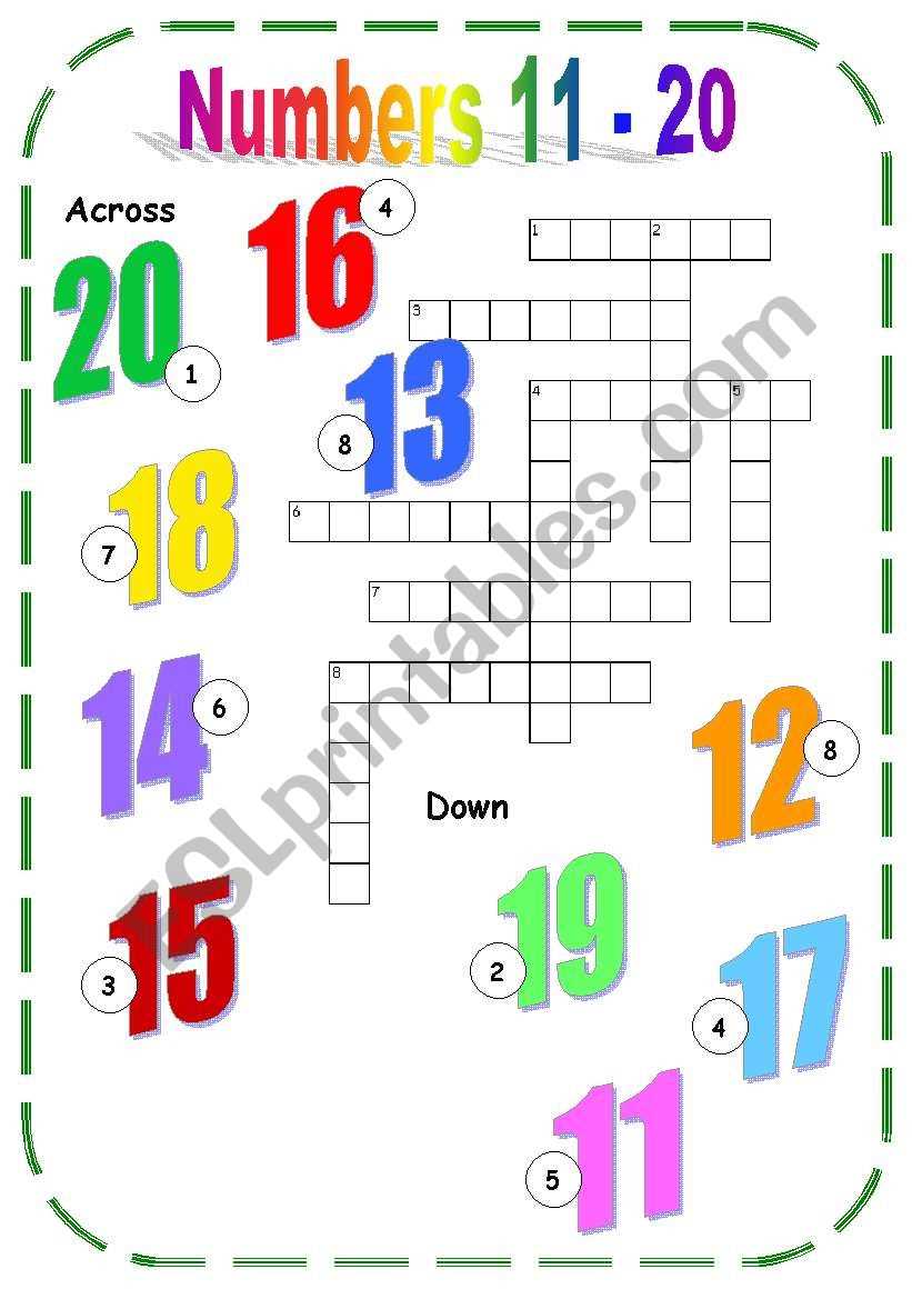 11 number worksheet