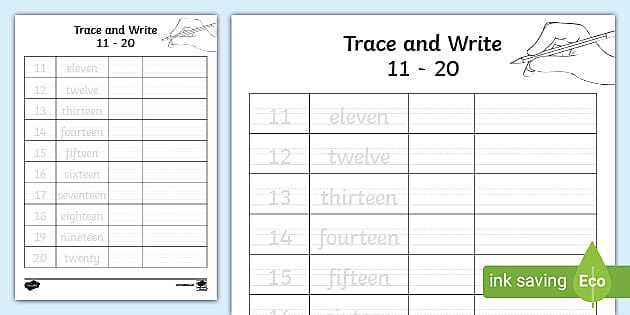 11 number worksheet