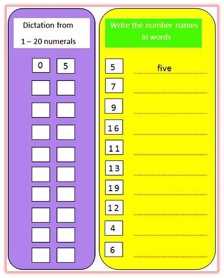 11 to 20 number names worksheet