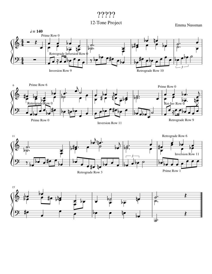 12 tone matrix worksheet