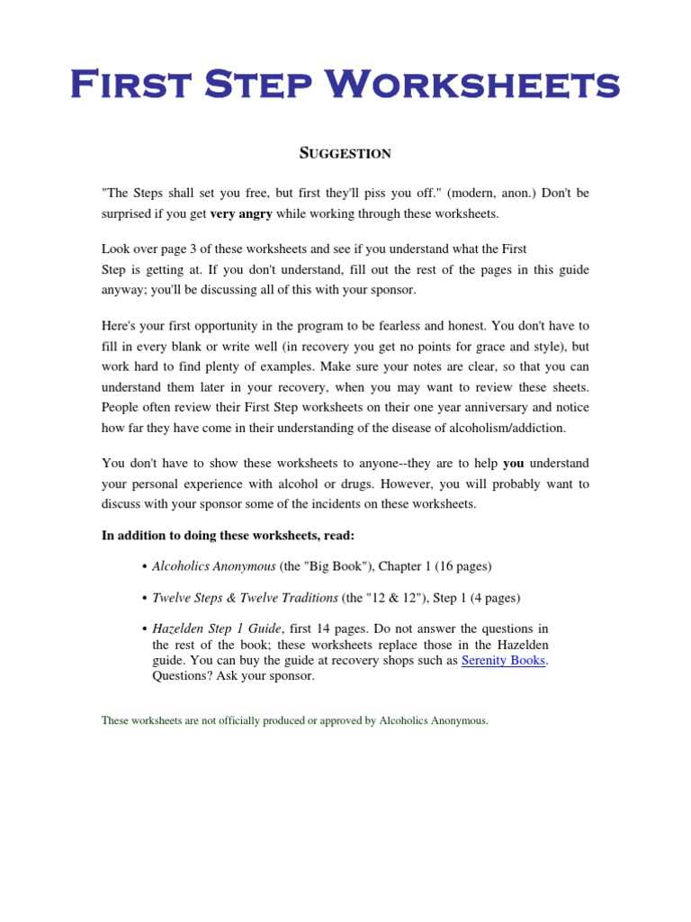 12 steps of al anon worksheets