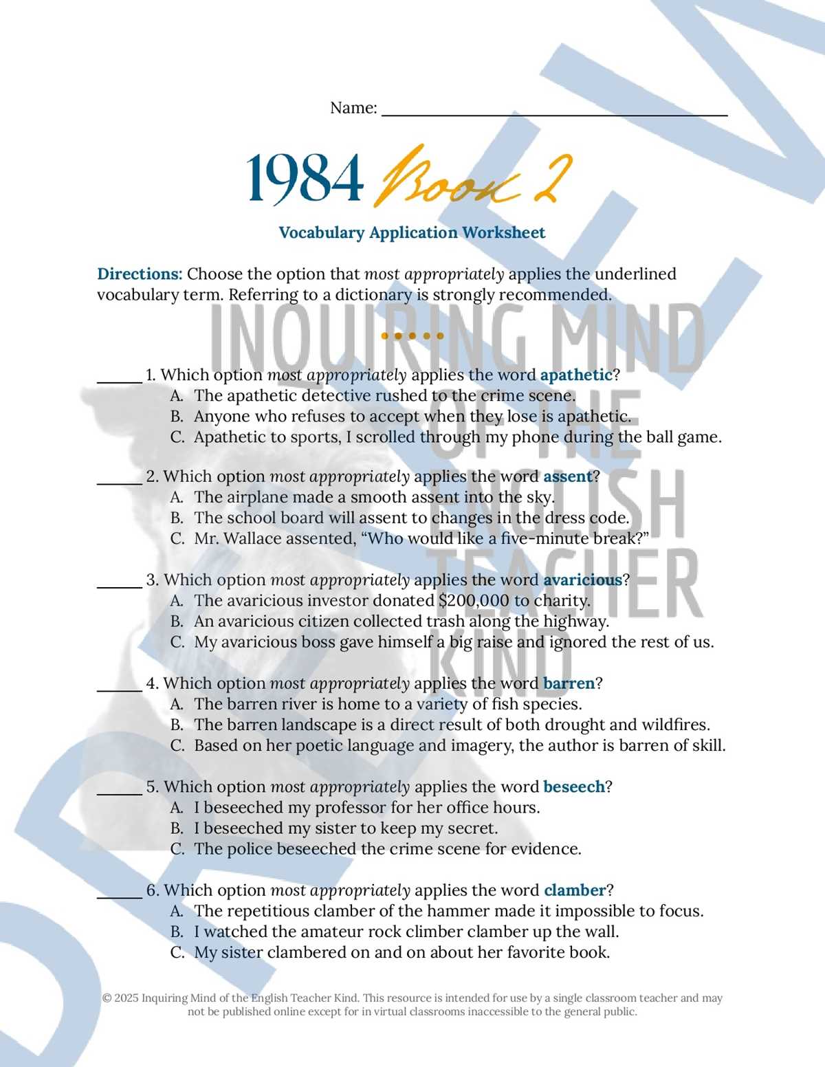 1984 vocabulary worksheet 1984 vocabulary worksheet