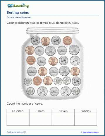 1st grade coin worksheets