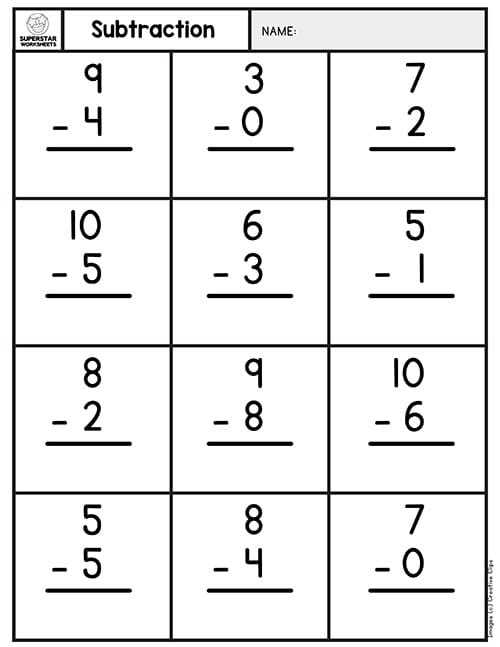 1st grade math subtraction worksheets