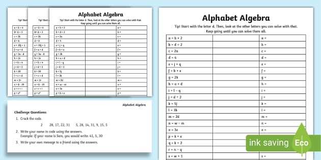 1st year algebra worksheets
