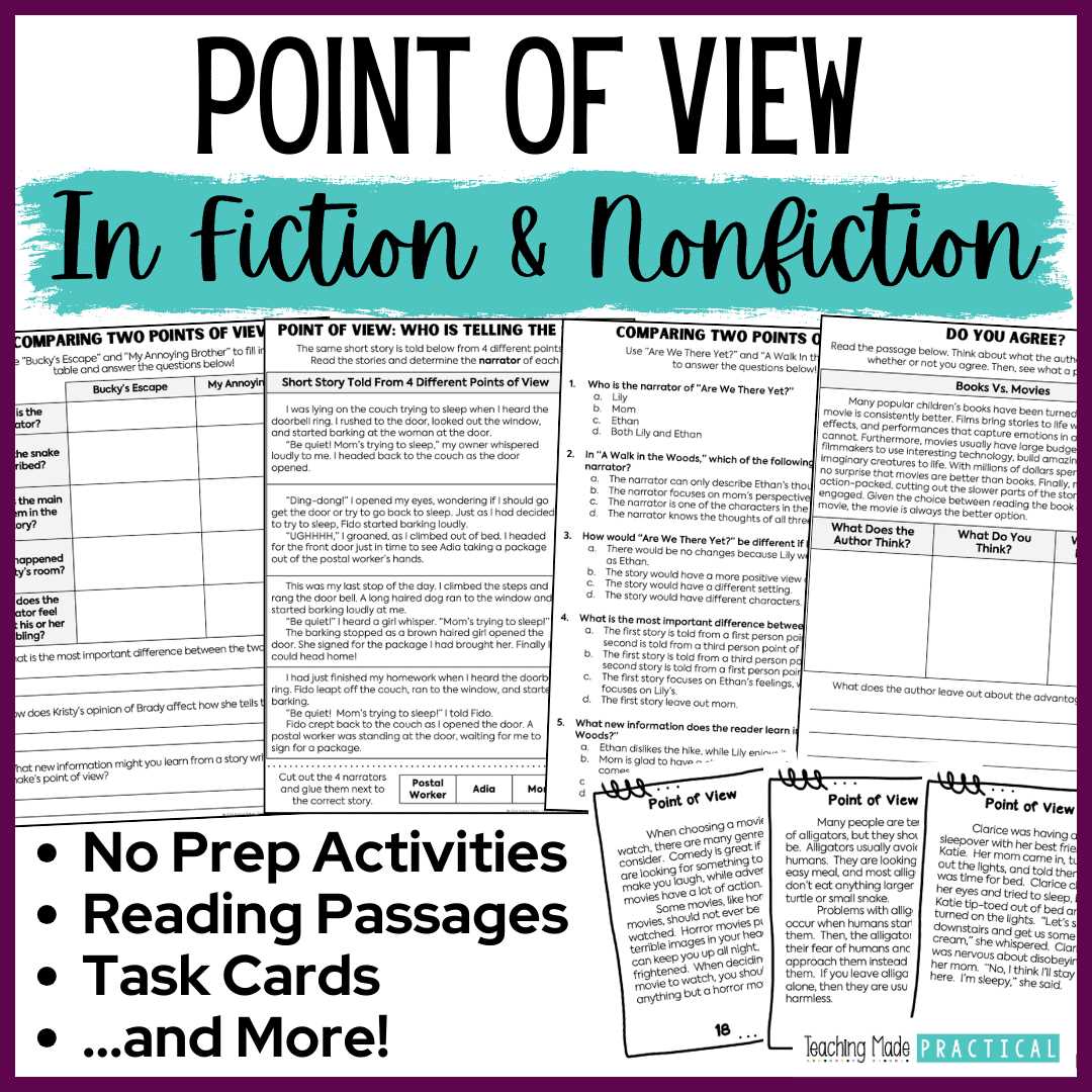 1st and 3rd person point of view worksheet