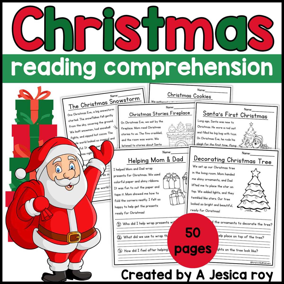 1st grade christmas reading comprehension worksheets