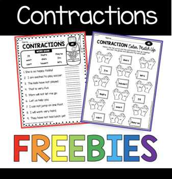 1st grade contractions worksheet