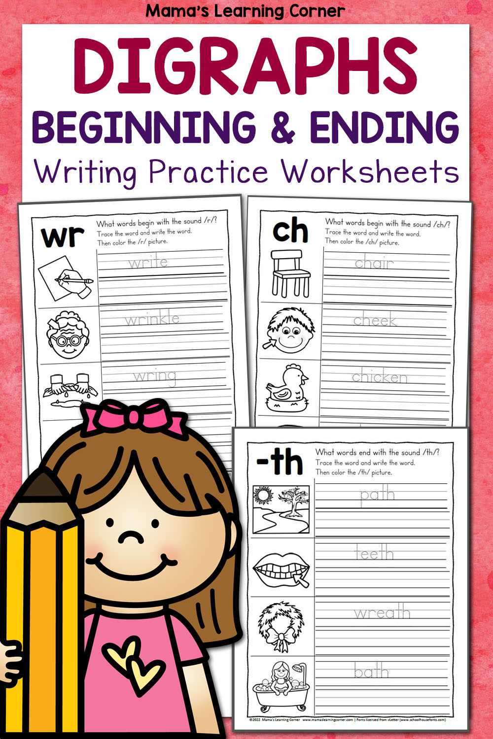 1st grade digraphs worksheets