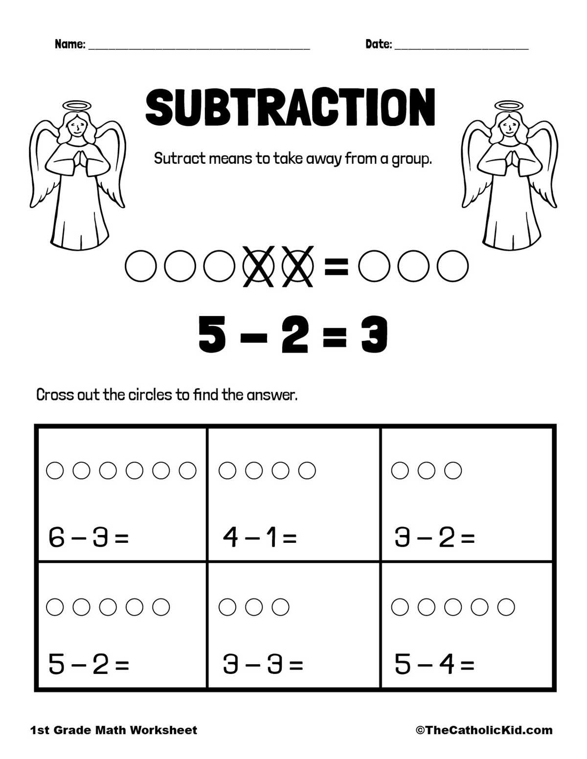 1st grade math subtraction worksheets