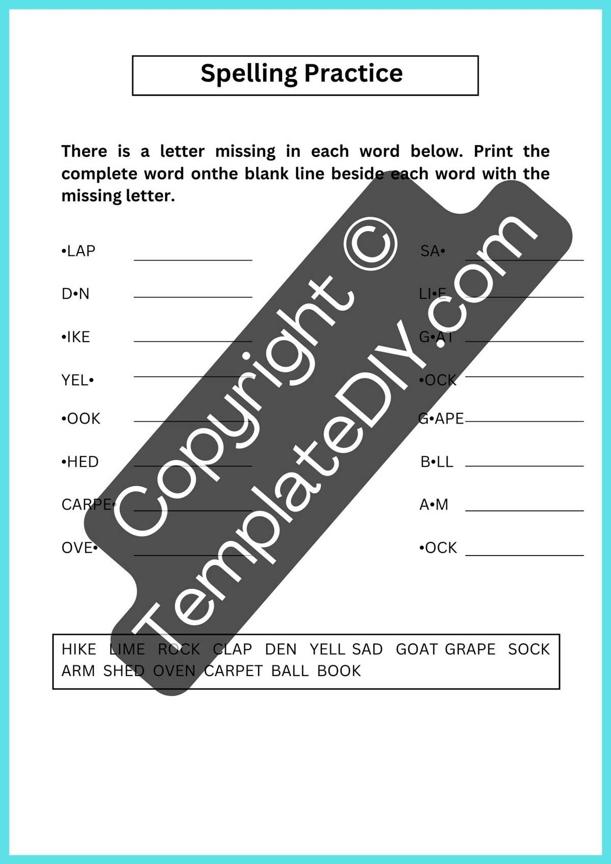 1st grade spelling worksheets