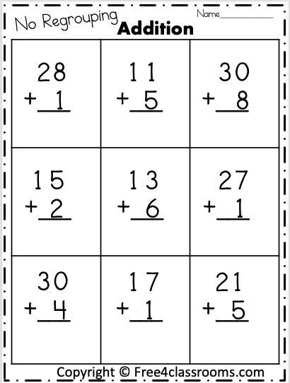 2 digit by 1 digit addition without regrouping worksheets