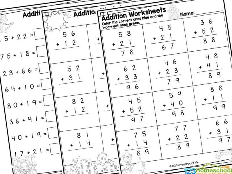 2 digit carry over addition worksheets