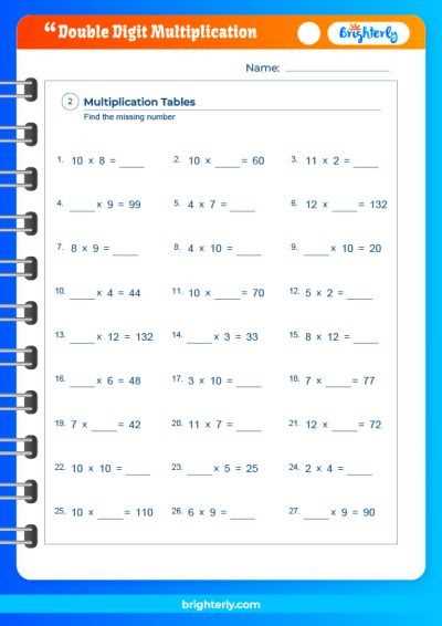 2 digit multiplication worksheet