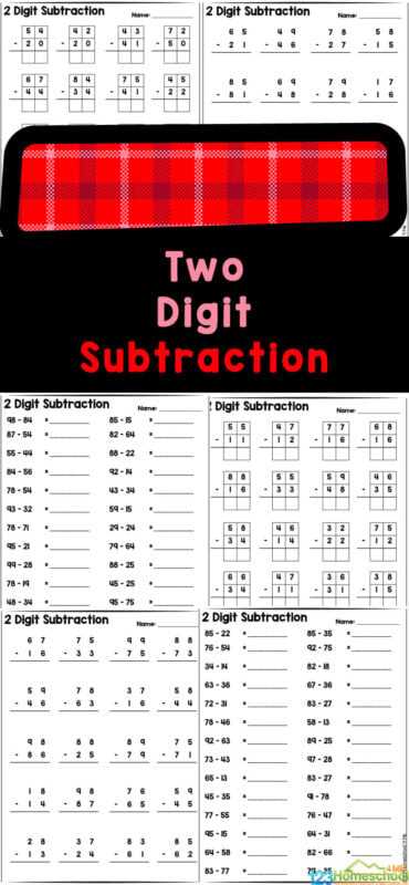 2 digits subtraction worksheets