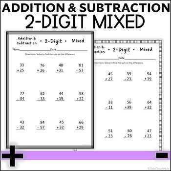 2 digits subtraction worksheets