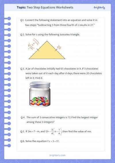 2 steps equation worksheet