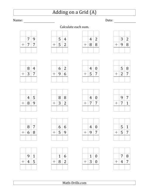 2 digit by 2 digit addition with regrouping worksheets