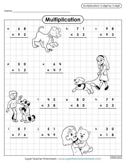 2 digit by 2 digit multiplication worksheets free