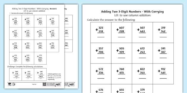 2 digit carry over addition worksheets