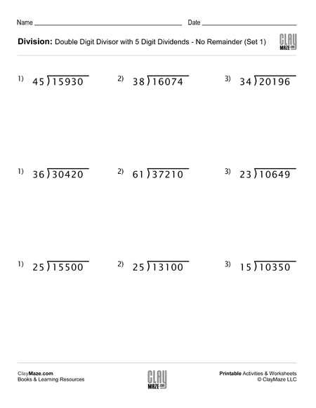 2 digit division worksheet