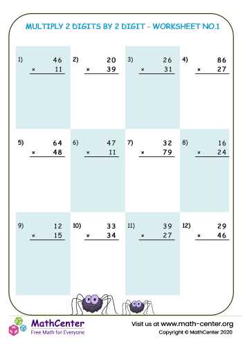 2 digit times 2 digit multiplication worksheets