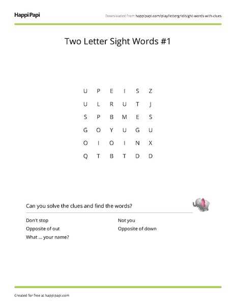 2 letter words worksheet