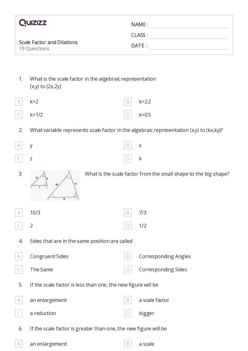 1/2 scale factor dilations worksheet